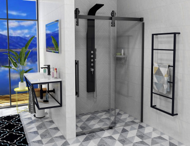 VOLCANO BLACK sprchové dvere 1400 mm, číre sklo