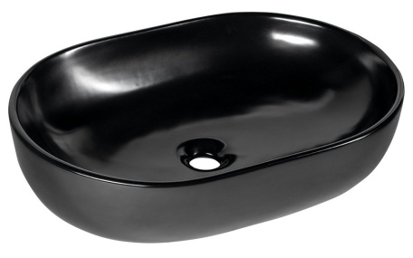 CALEO keramické umývadlo, priemer 60x42x14 cm, na dosku, čierna matná