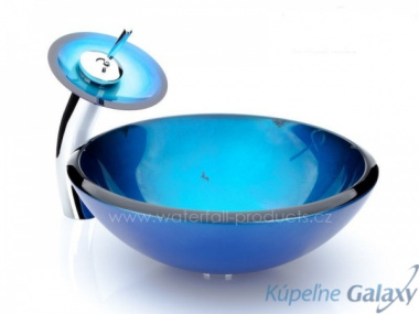 Modrý umývadlový set kruh - Chróm
