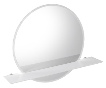 VISO guľaté zrkadlo s LED osvetlením a policou, ø 80cm, biela mat