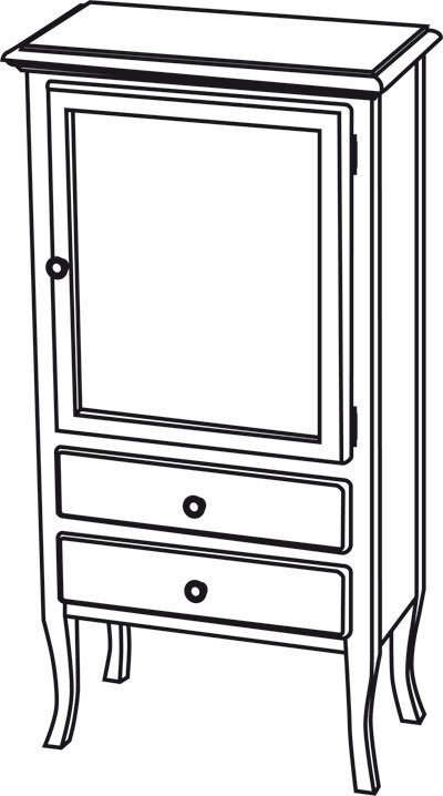 RETRO skrinka 60x120x38cm, starobiela, pravá