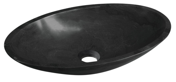 BLOK kamenné oválne umývadlo 60x11x35 cm, čierny Marquin, matný