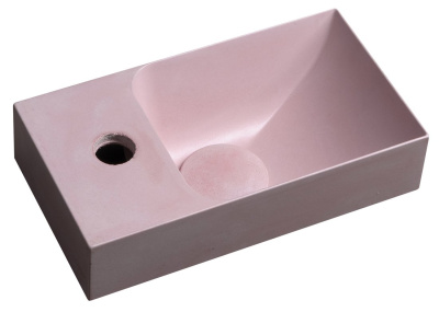 PICCOLINO betónové umývadlo 30,8x10x17cm, batéria vľavo, ružová