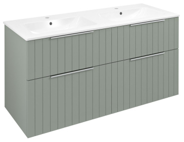 CIRASA umývadlová skrinka s dvojitým umývadlom 121x66x46cm, verde strip
