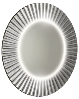 PRIDE guľaté zrkadlo s LED osvetlením v ráme, priemer 90cm, strieborná