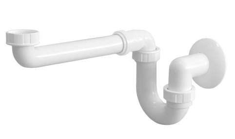 Umývadlový sifón šetriaci miesto, nízky, 5/4", DN40, biela (kopie)