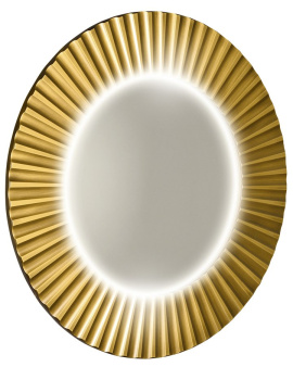 PRIDE guľaté zrkadlo s LED osvetlením v ráme, priemer 90cm, zlato