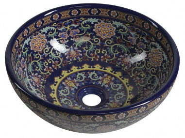 PRIORI keramické umývadlo na dosku Ø 41 cm, fialová se vzorom