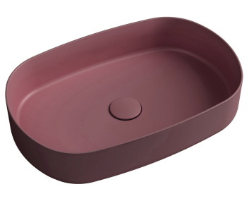 INFINITY OVAL keramické umývadlo na dosku, 55x36cm, matná Maroon Red