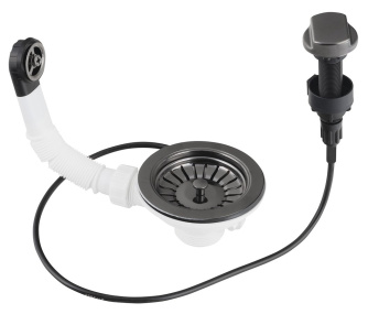 Nerezová výpusť drezu 6/4" s prepadom a ovládaním, gun metal