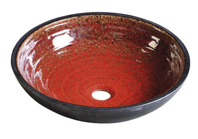 ATTILA keramické umývadlo, priemer 42,5cm, farba paradajková /petrol