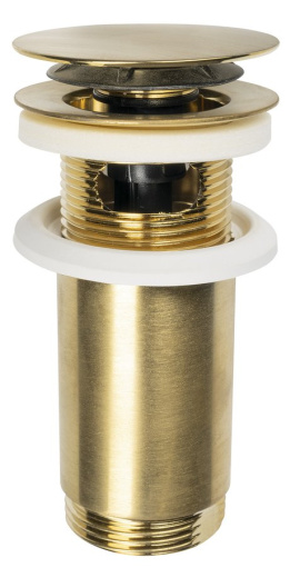 Umyvadlová výpust 5/4“, click-clack, veľká zátka, max 80mm, zlato mat