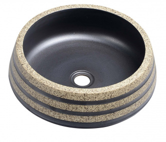 PRIORI keramické umývadlo, priemer 41cm, 15cm, čierna/kameň