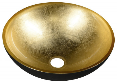 MURANO BLACK-GOLD sklenené umývadlo 40x14cm, zlata/čierna