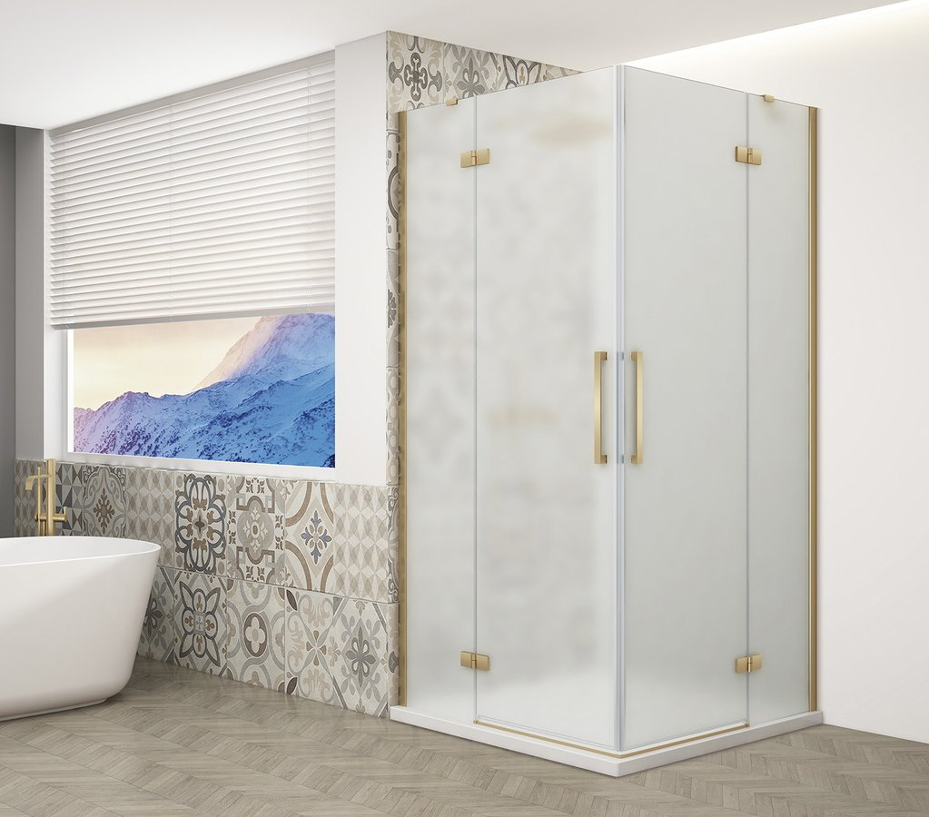 TRINITY GOLD MATT obdĺžniková sprchová zástena 1200x800mm, rohový vstup, matné sklo
