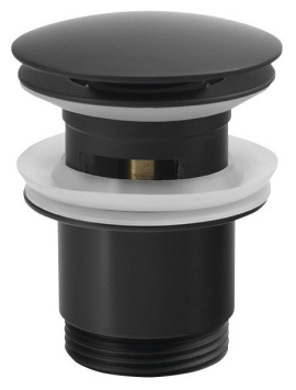 Uzatvárateľná guľatá umývadlová výpusť Click Clack, V 30-50mm, velká zátka, čierna