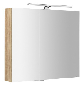 MIRRÓ galérka s LED osvetlením, 3x dvierka, 120x70x16cm, dub Alabama