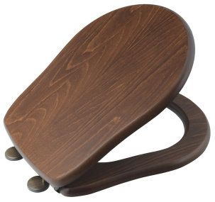 RETRO WC sedátko, dřevo masiv, orech/bronz