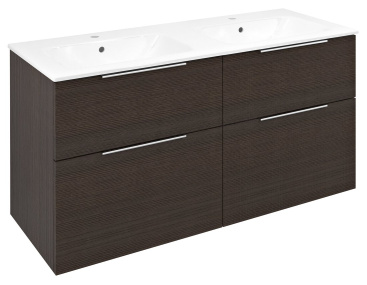 CIRASA umývadlová skrinka s dvojitým umývadlom 121x66x46cm, rustikálna borovica