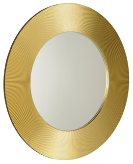 SUNBEAM guľaté zrkadlo v drevenom ráme ø 90 cm, zlatá