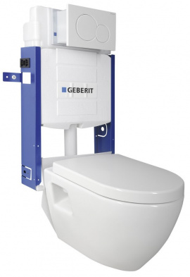 WC SADA závesné WC Nera s nádržkou a tlačidlom Geberit, pre zamurovanie