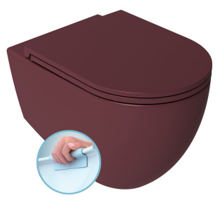 INFINITY závesná WC misa, Rimless, 36,5x53cm, Matná maroon Red