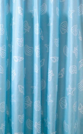 Sprchový záves 180x200cm, polyester, modrá, mušľa