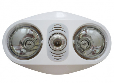 Stropný kúpeľňový infraohrievač s osvetlením a ventilátorom, 630 W, biela