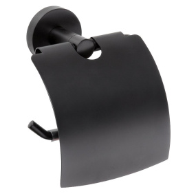 X-ROUND BLACK držiak toaletného papiera s krytom, čierný
