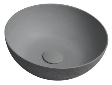 FORMIGO betónové umývadlo na dosku vrátane výpuste, Ø 39cm, šedá