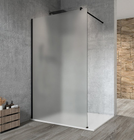 VARIO BLACK jednodielna sprchová zástena na inštaláciu k stene, matné sklo, 1400 mm