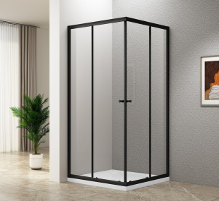 AGGA BLACK štvorcová sprchová zástena 800x800mm, číre sklo