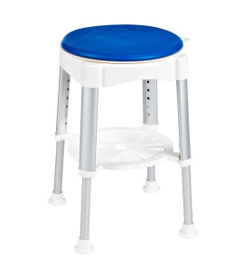 Stolička otočná, nastavitelná výška, biela/modrá