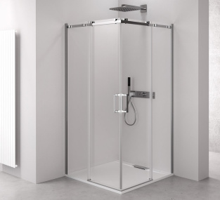 THRON SQUARE štvorcový sprchový kút 800x800mm, hranaté pojazdy, rohový vstup