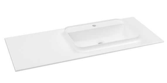 BRAHEA umývadlo 121x51,5cm (30+90cm), Rockstone, pravé, biela matná