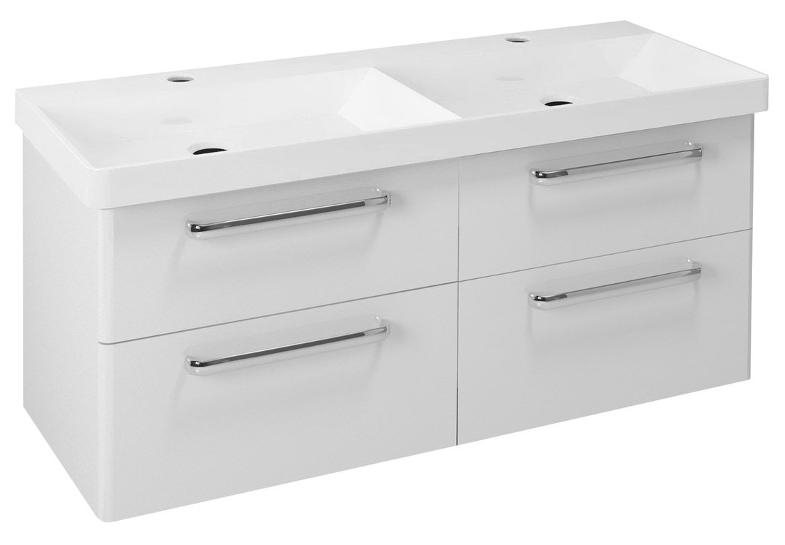 THEIA umývadlová skrinka 116x50x44 cm s dvojumývadlom THALIE, 2xzásuvka, biela (TH120)