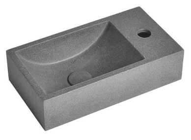 CREST R betónové umývadlo vrátane výpusti, 40x22 cm, čierny granit