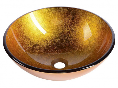 AGO sklenené umývadlo na dosku Ø 42 cm, zlatá oranžová