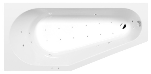 TIGRA L hydromasážna vaňa, 170x80x46cm, Active Hydro-Air, chróm