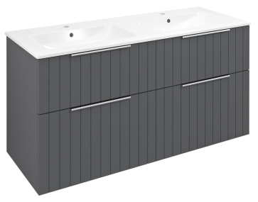 CIRASA umývadlová skrinka s dvojitým umývadlom 121x66x46cm, carina strip