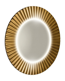 PRIDE guľaté zrkadlo s LED osvetlením v ráme, priemer 75cm, bronz