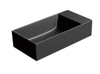 KUBE X keramické umývadlo 50x25cm, bez otvoru, pravé/ľavé, čierna mat