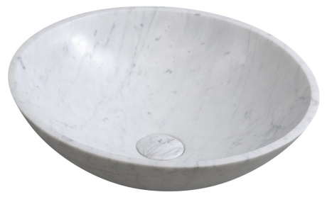 BLOK kamenné umývadlo Ø 42 cm, biela carrata mat