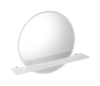 VISO guľaté zrkadlo s LED osvetlením a policou, ø 60cm, biela mat