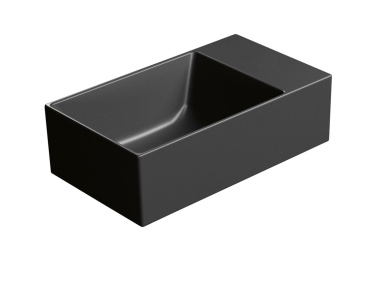 KUBE X keramické umývadlo 40x23cm, bez otvoru, pravé/ľavé, čierna mat