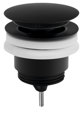 Umyvadlová výpust 5/4“, click-clack, veľká zátka, 10-45mm, čierna mat