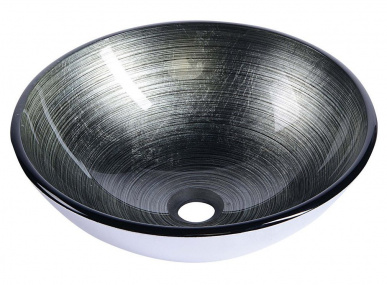 DAMAR sklenené umývadlo priemer 42 cm, tmavo šedá/strieborna