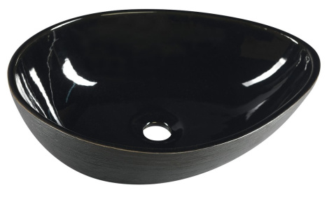 PRIORI  Keramické umývadlo, 51x38 cm, na dosku, čierna