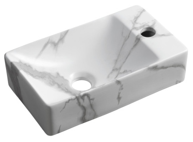 MARGITHA keramické umývadlo 38x22cm, otvor pro batériu vpravo, carrara