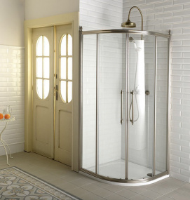 ANTIQUE štvrťkruhová sprchová zástena 900x900mm, 2 dvere, číre sklo, bronz